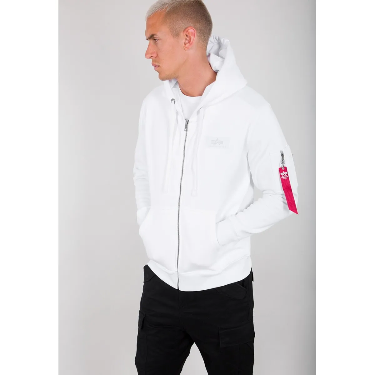 Alpha Industries Back Print Zip Hoody weiß XL