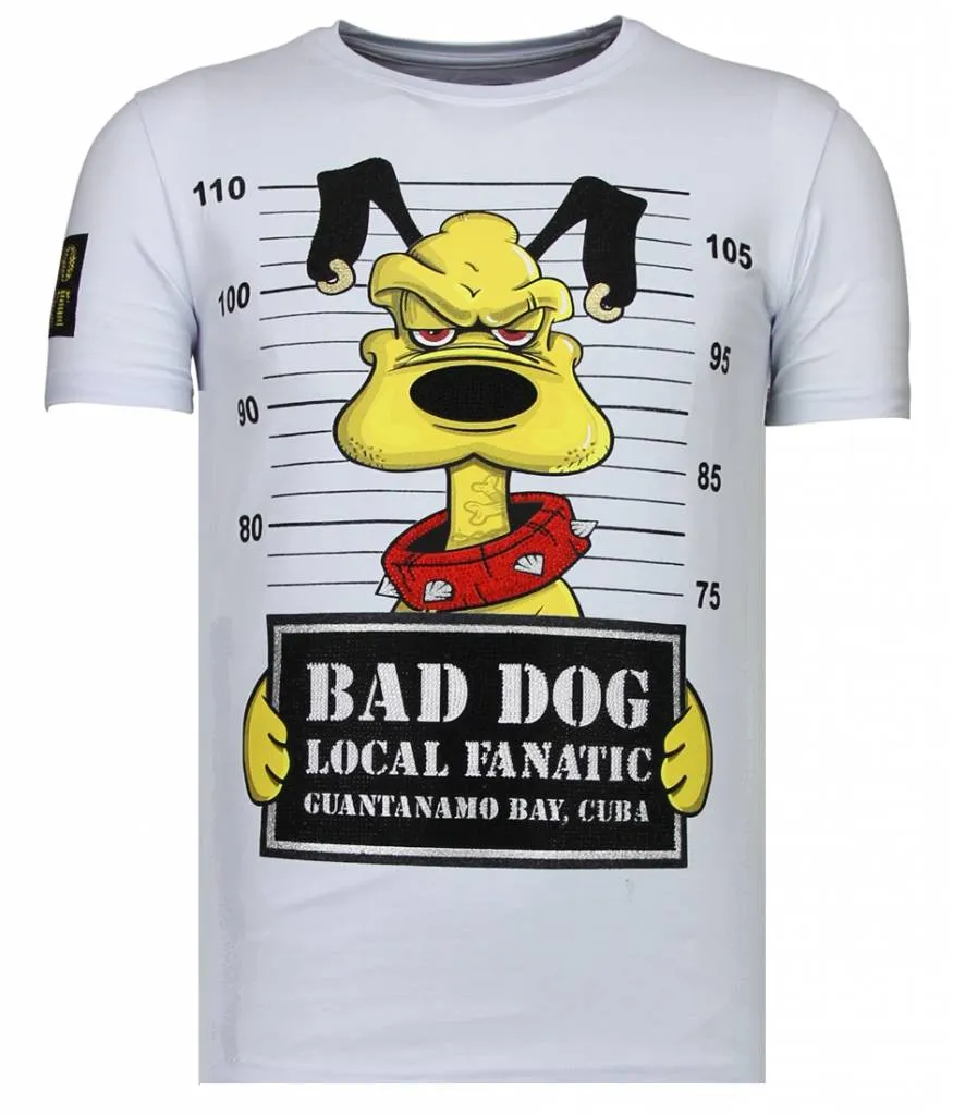 Bad Dog - Strass T-shirt - Weiß