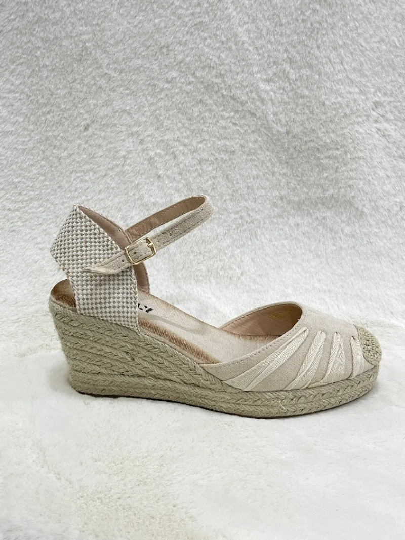 Espadrilles-Sandalen mit Keilabsatz
