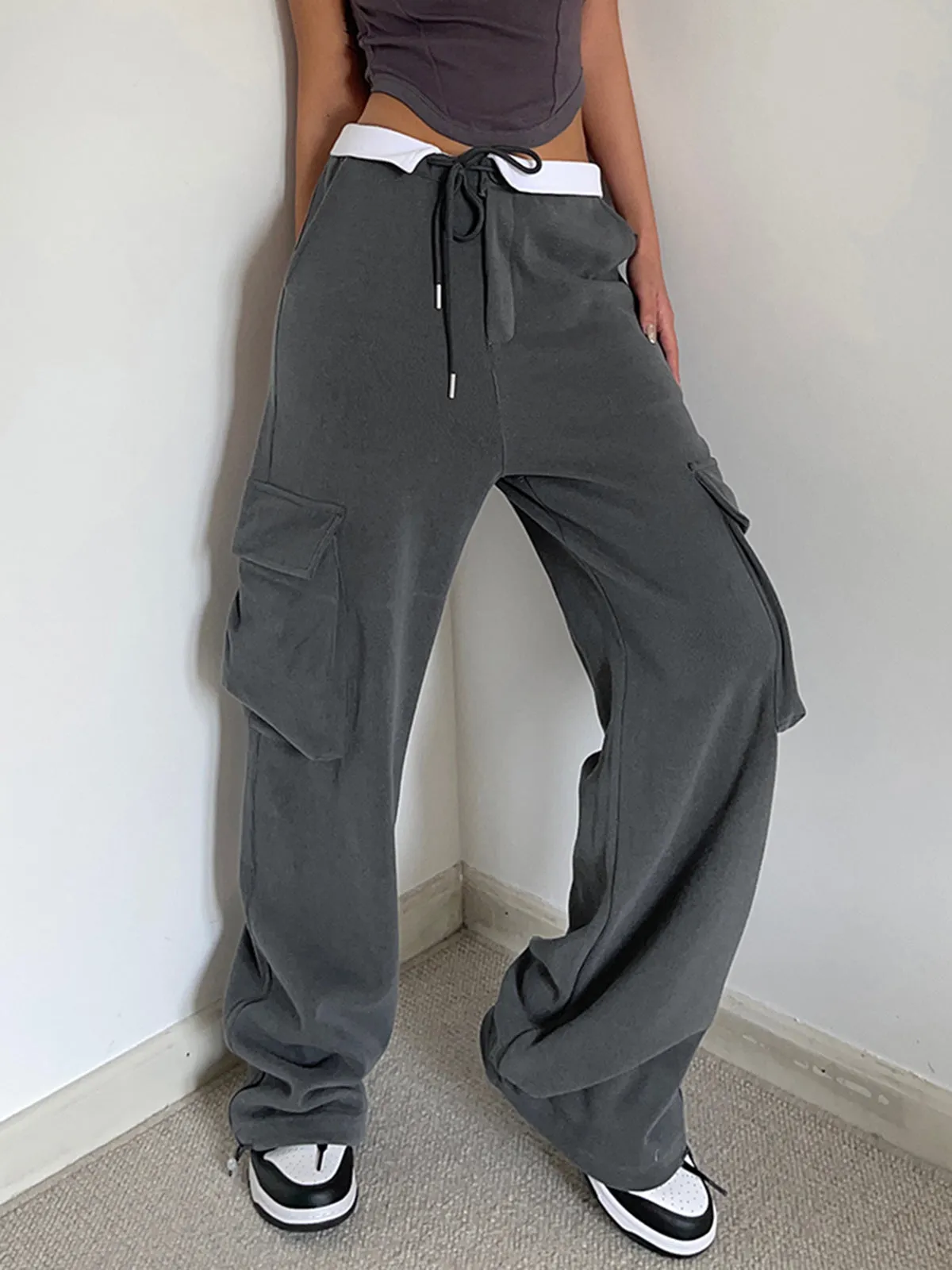 Heidi-Mode | Bequeme Cargo-Sweatpants mit Kontrast-Bund