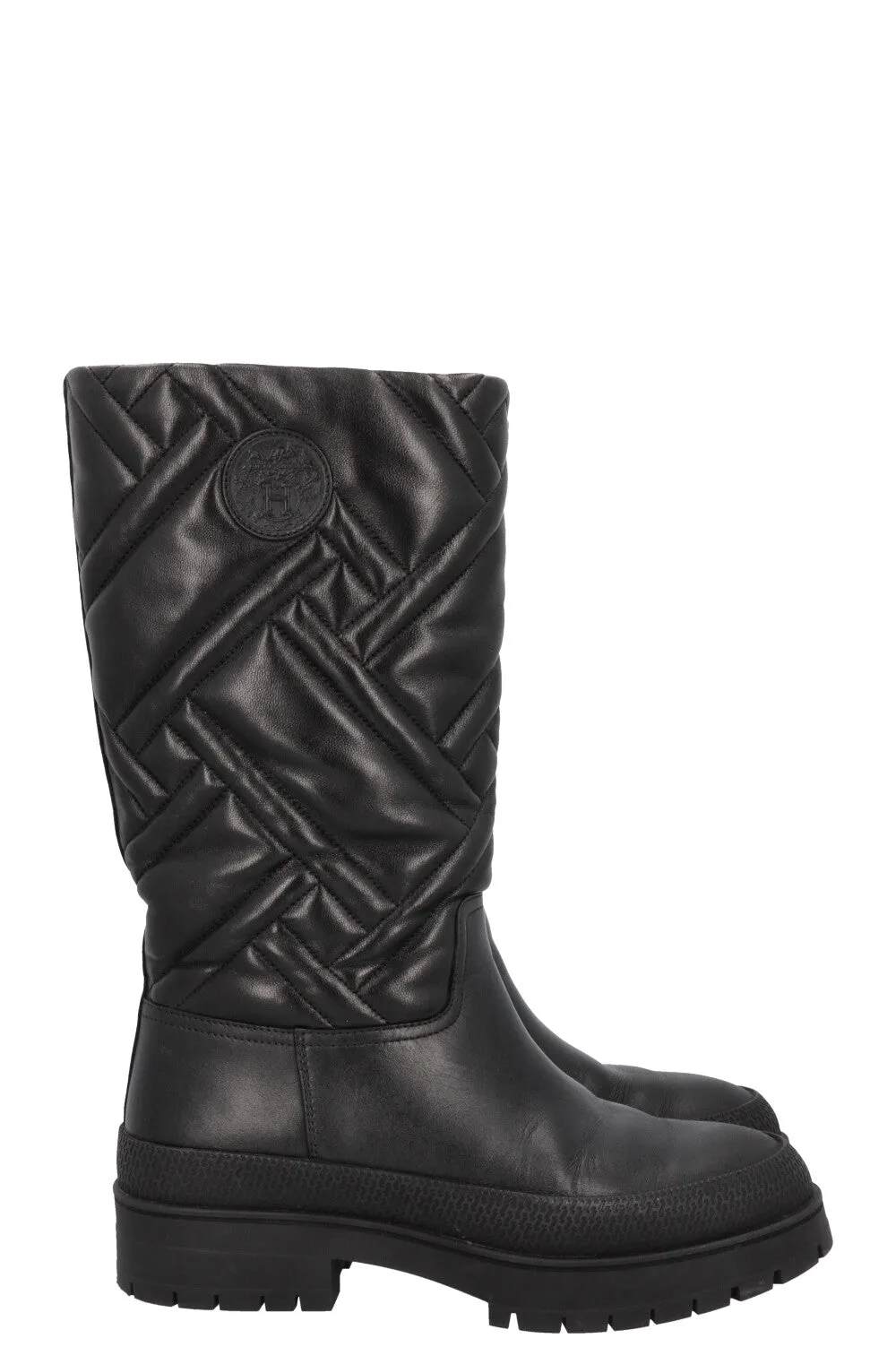 HERMS Fuji Boots Quilted Leather Black