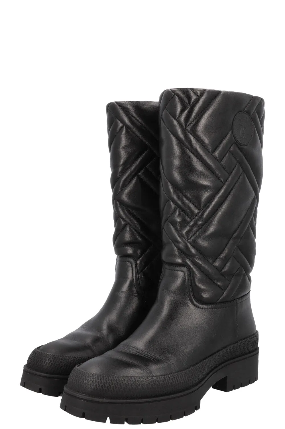 HERMS Fuji Boots Quilted Leather Black