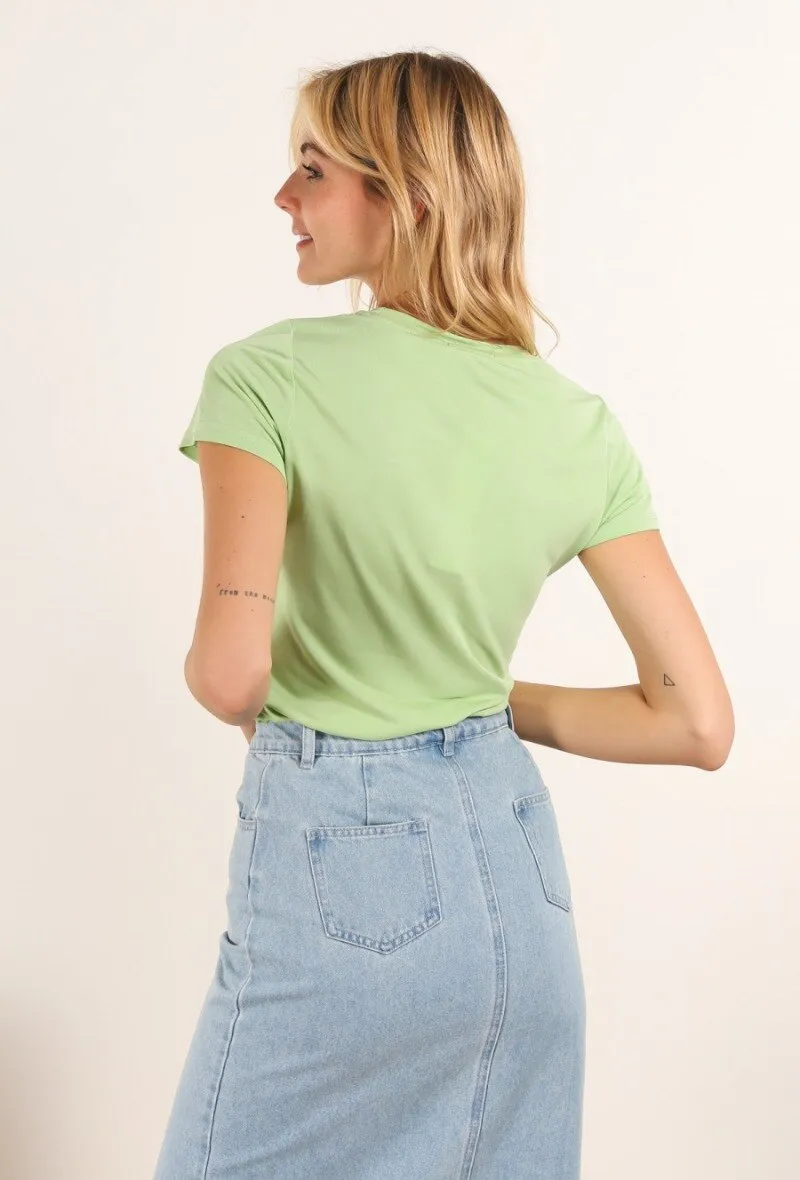 Kurzarm-T-Shirt, einfarbig, Rundhalsausschnitt