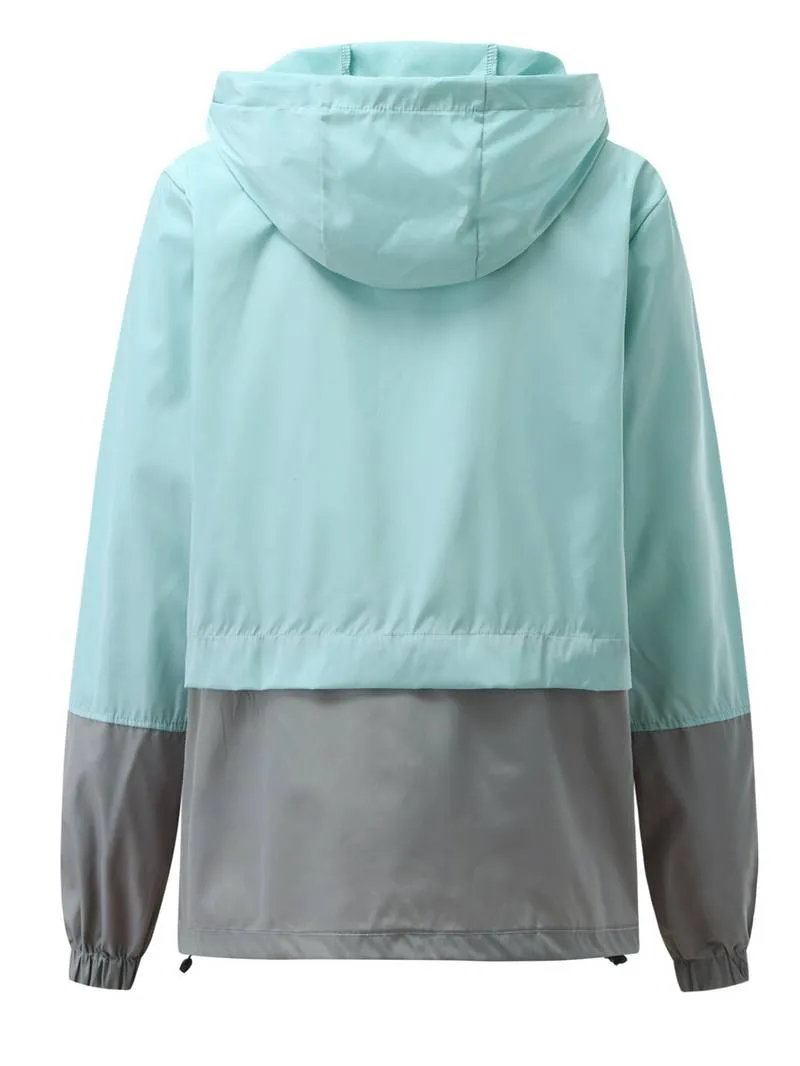 Lässige Bunte Wasserdichte Outdoor Regenjacke mit Kapuze für Damen | P