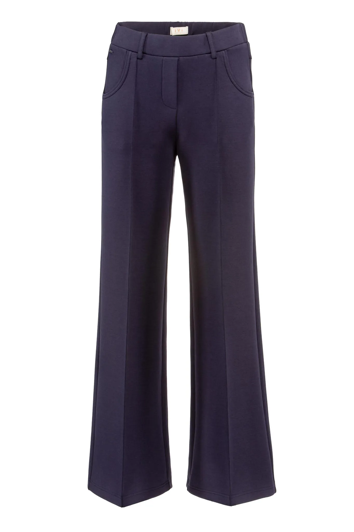 SOLID JERSEY Hose mit abgesteppter Falte navy
